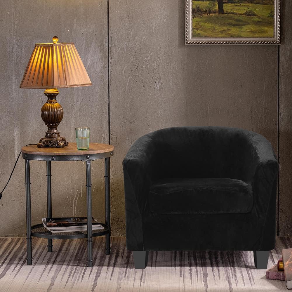 Chair is Not Included, Cover Only,2 Pieces Velvet Tub Chair Covers with Cushi...