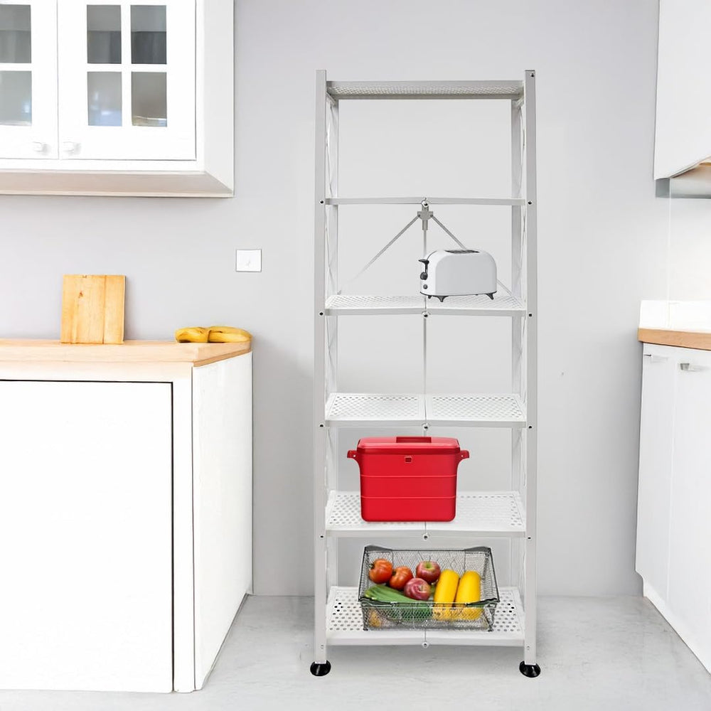 Origami 6-Tier Folding Storage Shelves, Heavy Duty Shelf Rack Organizer Unit,...