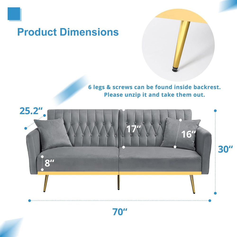 3 Pieces Velvet Sofa Set w/Adjustable Armrest &Backrest,Grey