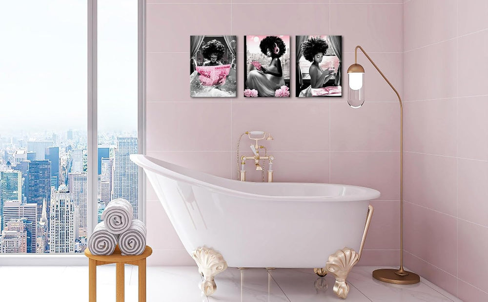Apicoture Black Girl Wall Art Black and Pink Wall Art African American Women ...