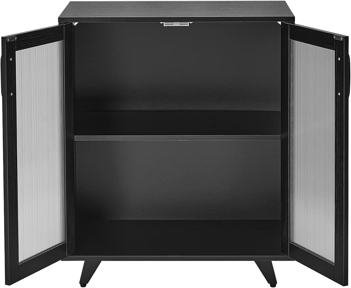 Panana Kitchen Buffet Server Table Accent Sideboard Cupboard Server Buffet Console Table with Doors Cabinet(27inch, Black)