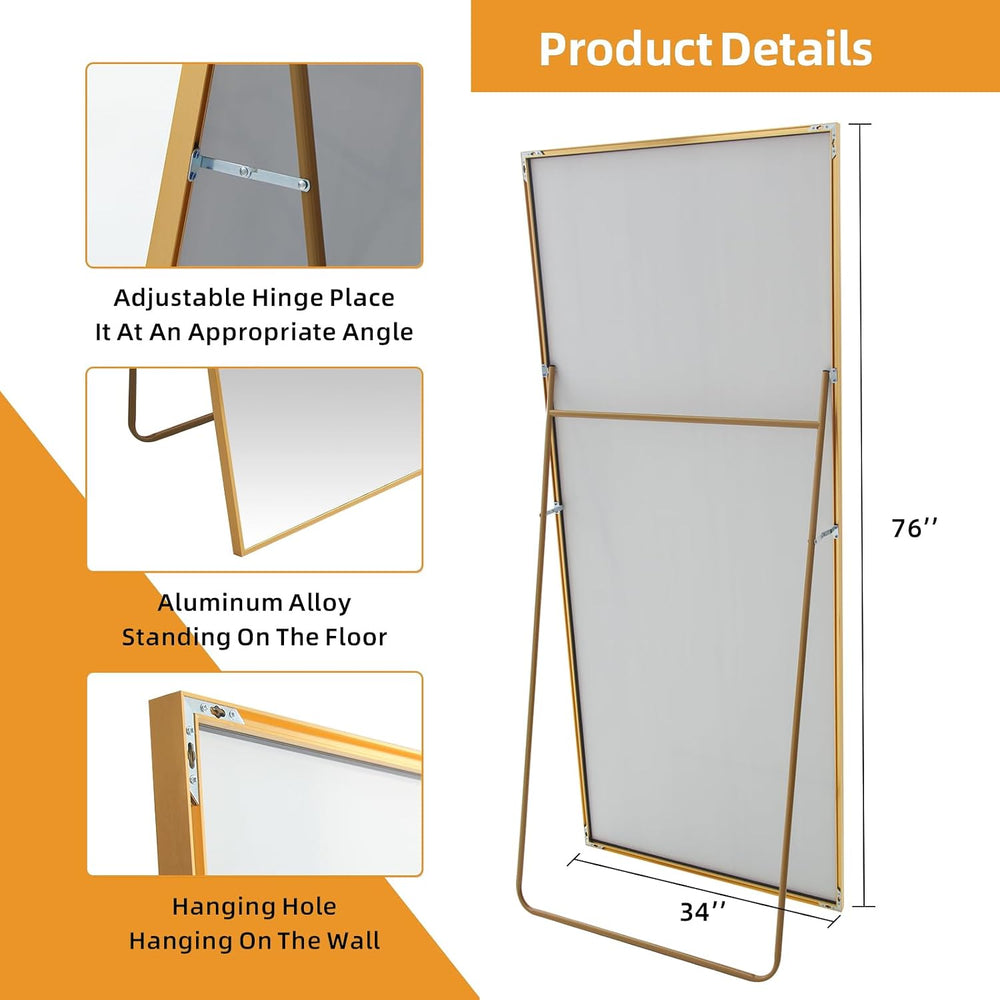 LFT HUIMEI2Y 76"x34" Full Length Mirror, Gold Floor Mirror