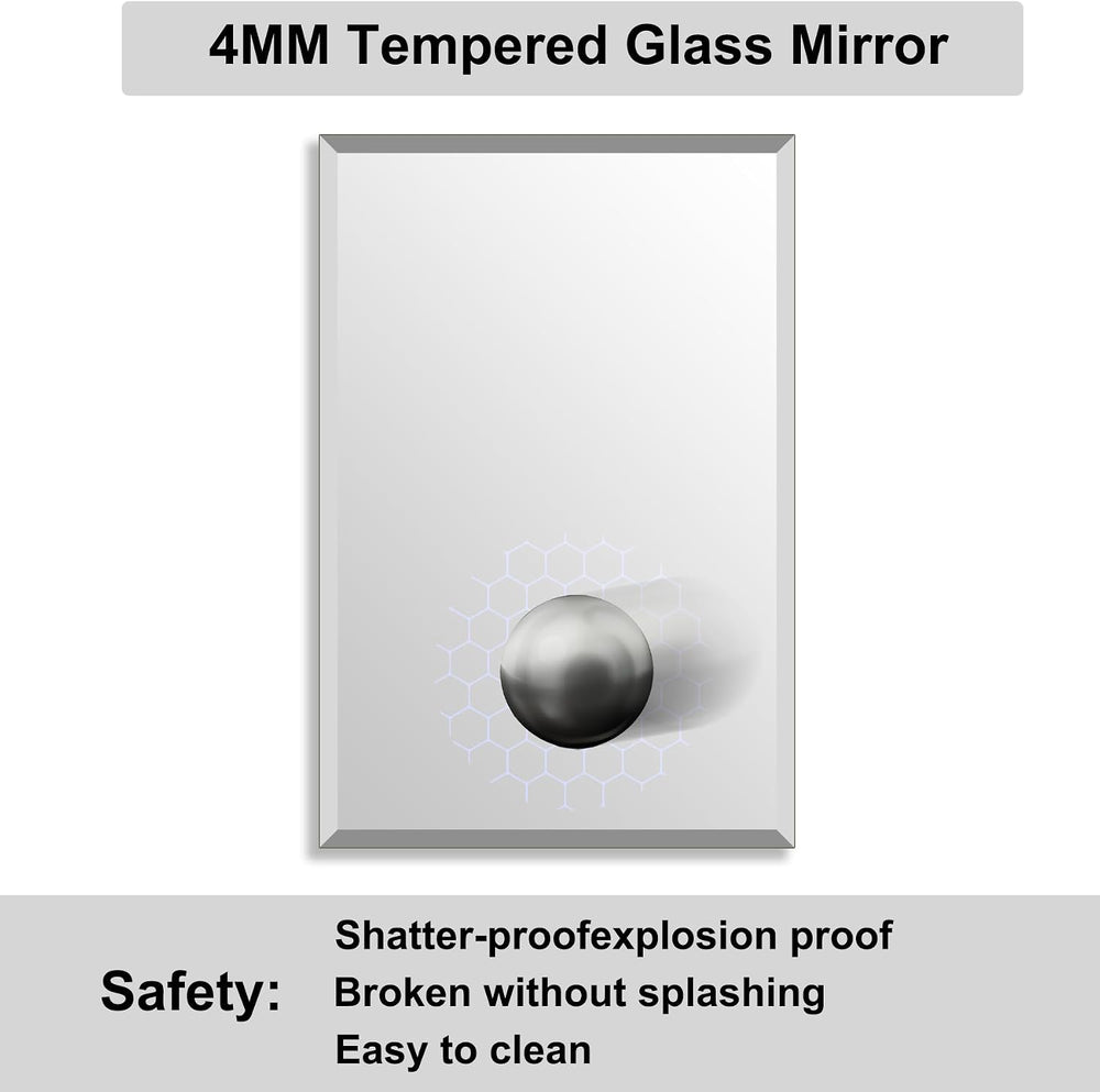 Bathroom Mirror for Over Sink 24x16 Inch Frameless Wall Mirror Rectangle