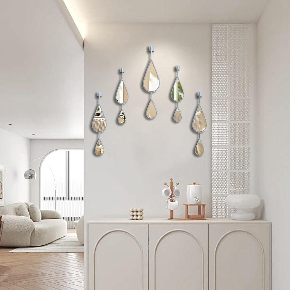 BAODANFU Decorative Mirrors Wall Mounted, Wall Mirror Silver Decor Tear Drop ...