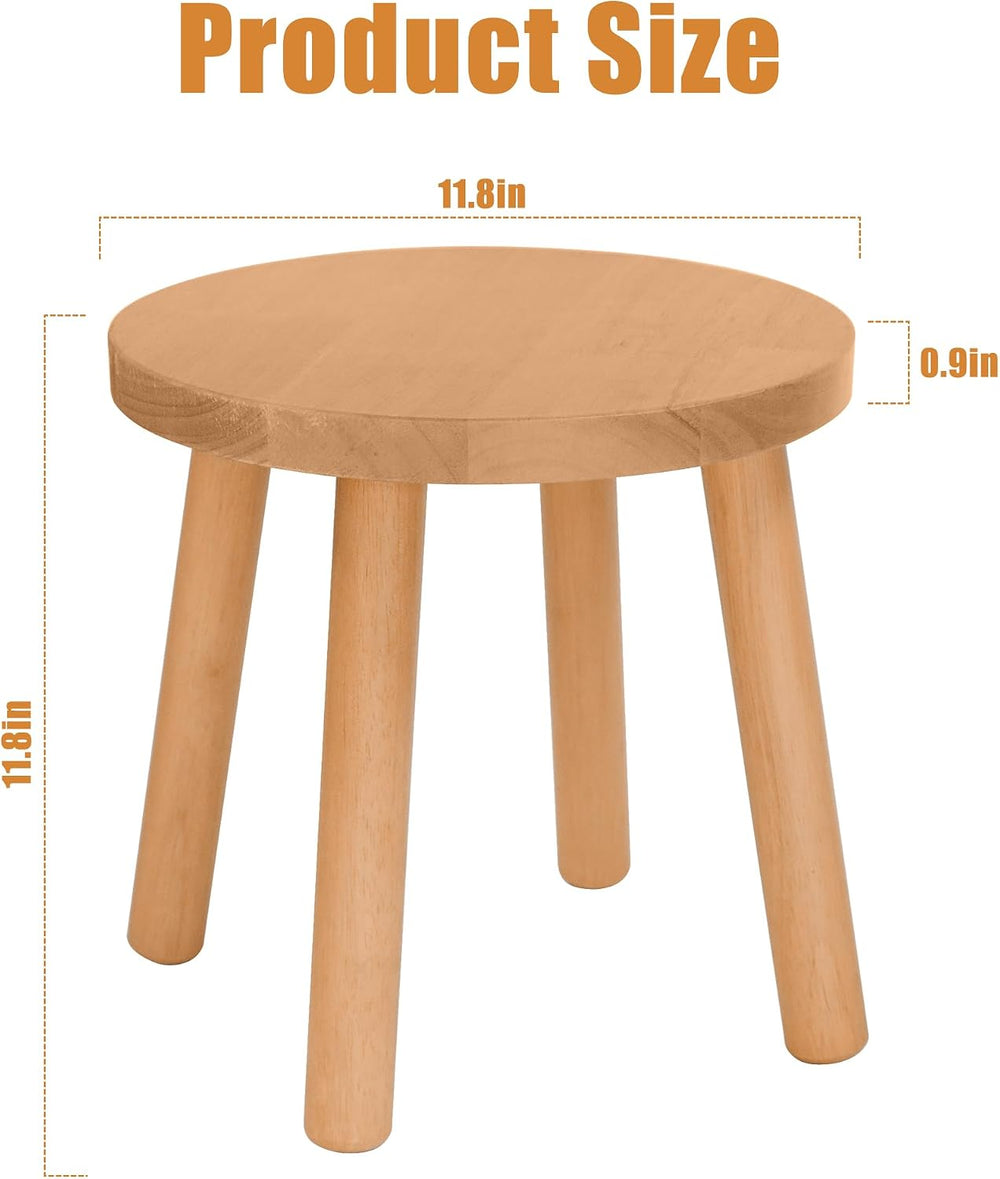 Solid Wooden Stool, Plant Stand,Step Stool,Small Round Stool,Walnut,11.8" H