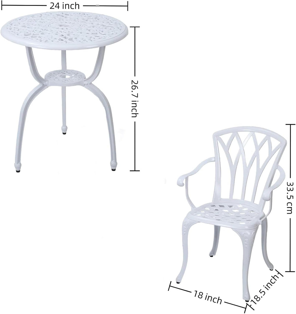 3-Piece Cast Aluminum Patio Bistro Set, Outdoor Rust-Resistant Furniture with...