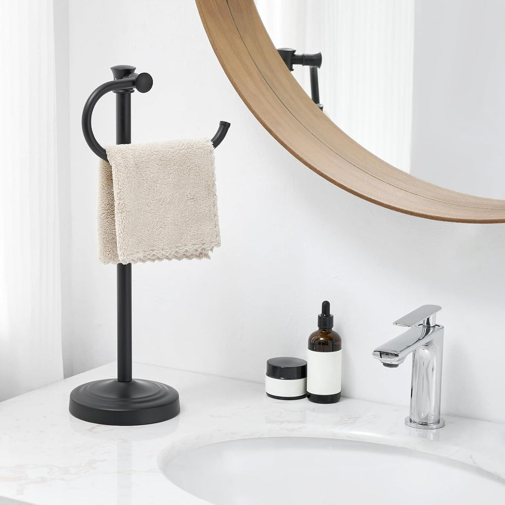 BESy Stand Hand Towel Holder, Countertop Towel Bar, Matte Black