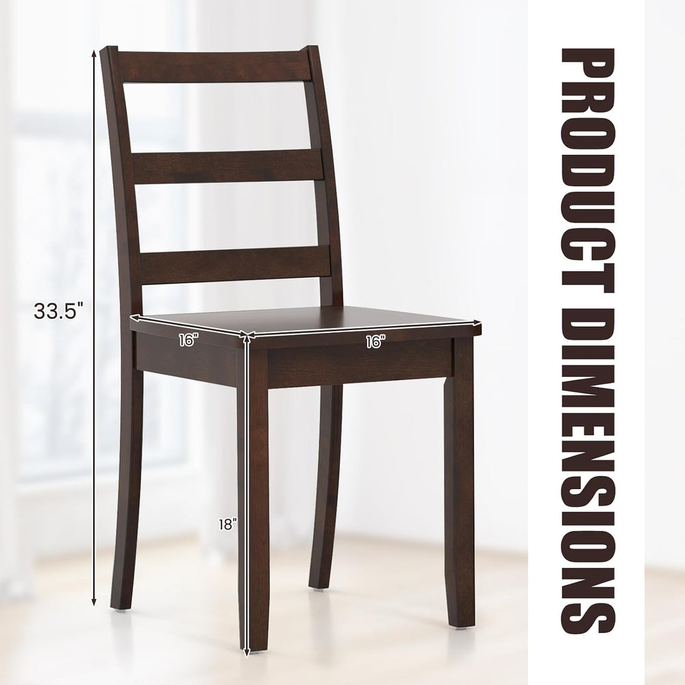 COSTWAY Dining Chairs Set of 4, Mid-Century Modern Wooden Chairs, Brown