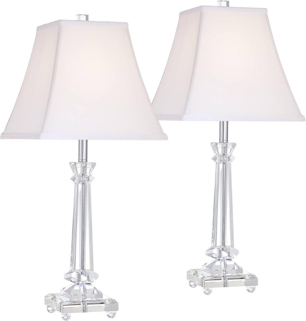Sannes 25" High Table Lamps Set of 2 Crystal Column Traditional Modern