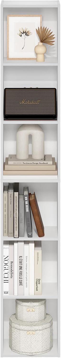 Furinno LUDER Book Shelf, 6-Tier Tall Modern Bookshelf, Bookcase with Open Sh...