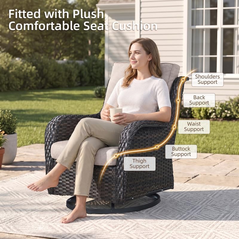 Outdoor Brown Wicker Furniture Set of 5, Wicker Patio Conversation Set