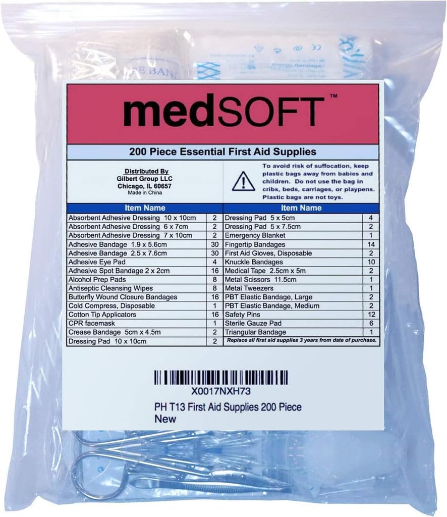 First Aid Kit Refill - 200 Piece - Extra Replacement Supplies for First Aid K...