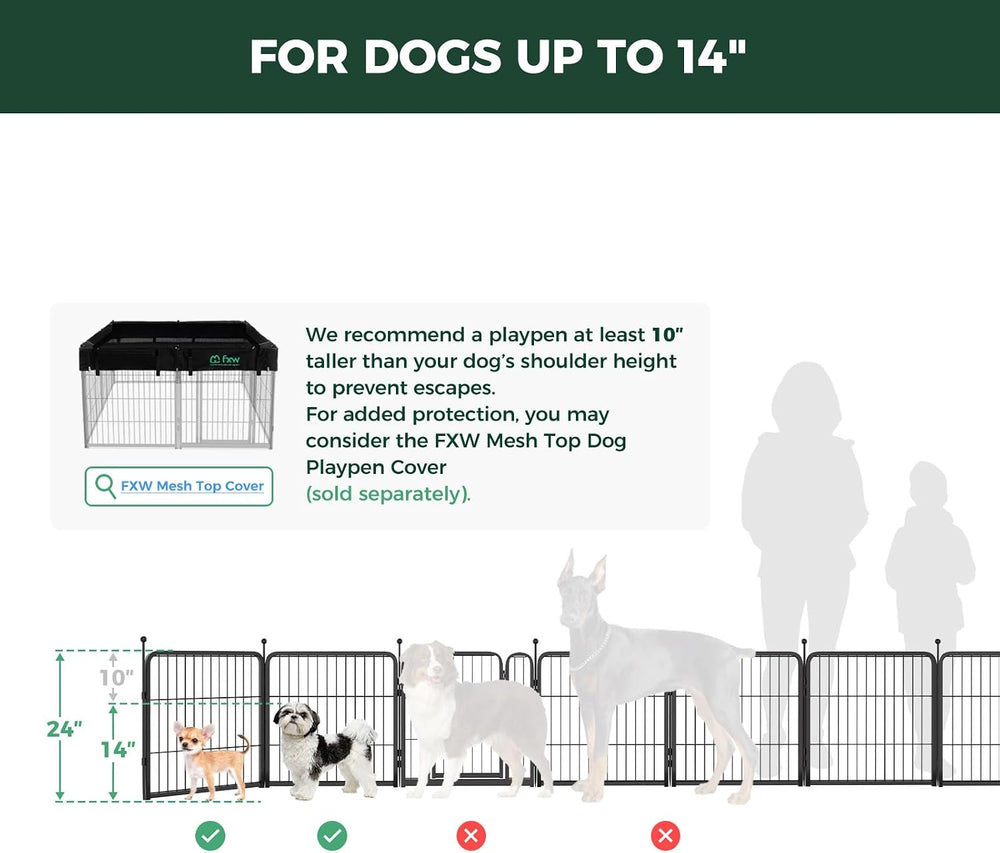FXW Rollick Dog Playpen, Indoor, Yard & RV Camping, 24" H, 24 Panels