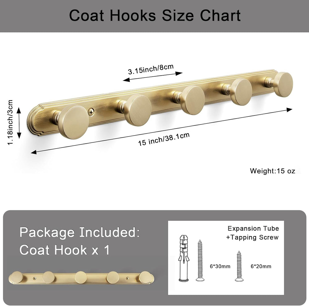 Goo-Ki 1 Pack Champagne Bronze Coat Rack Wall Mount Heavy Duty, Towel Rack Zi...