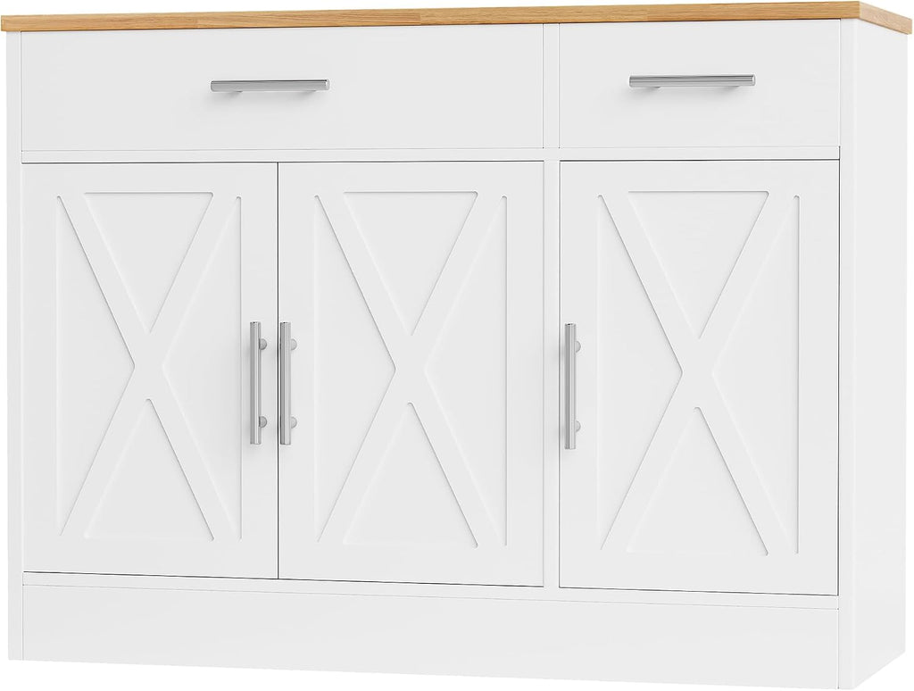 Shintenchi 42" Buffet Cabinet with Storage, Kitchen Barn Door Cabinet