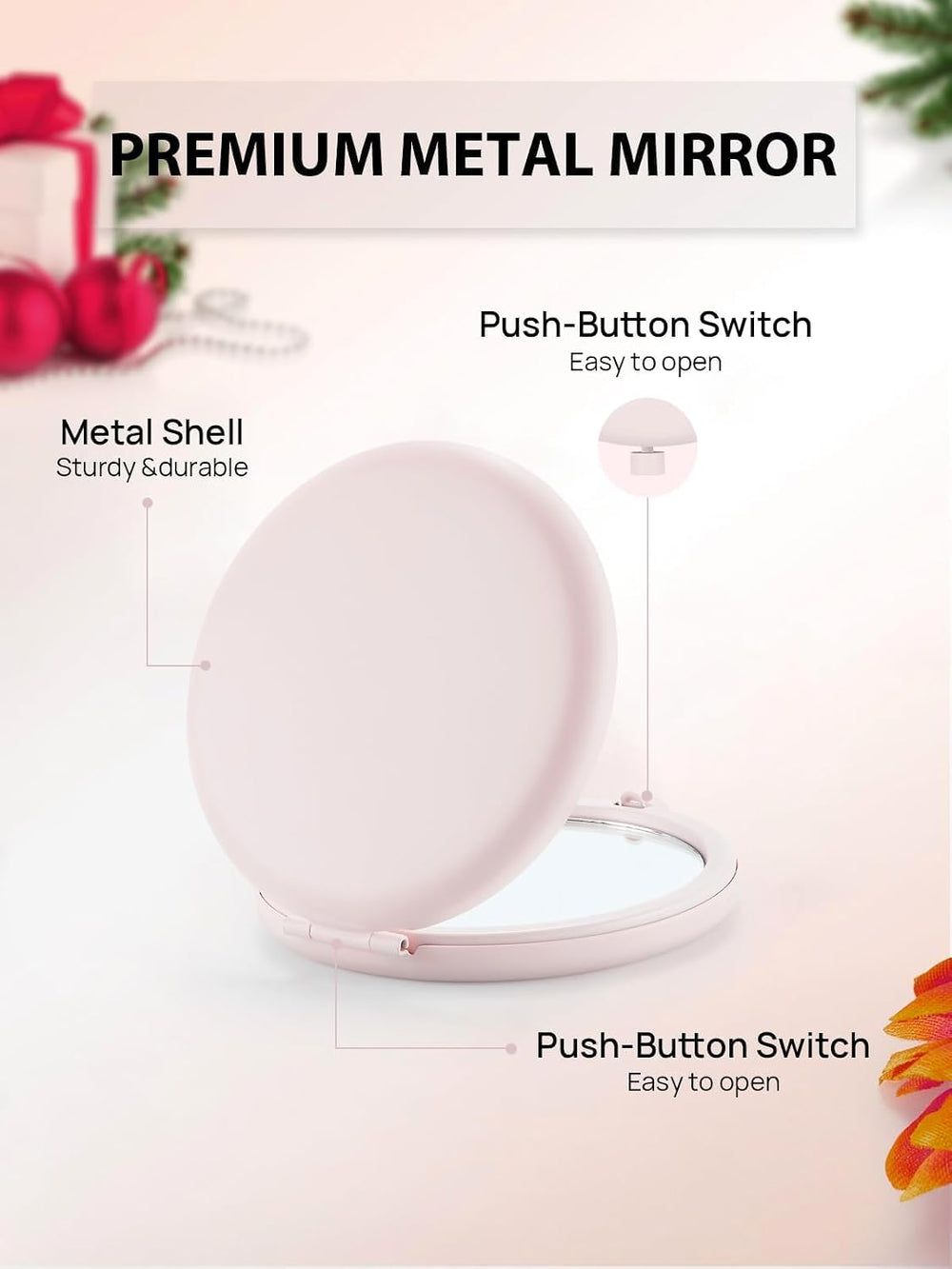 100 Pieces Compact Mirror Bulk, 1x/2x Pocket Mirror, Pink