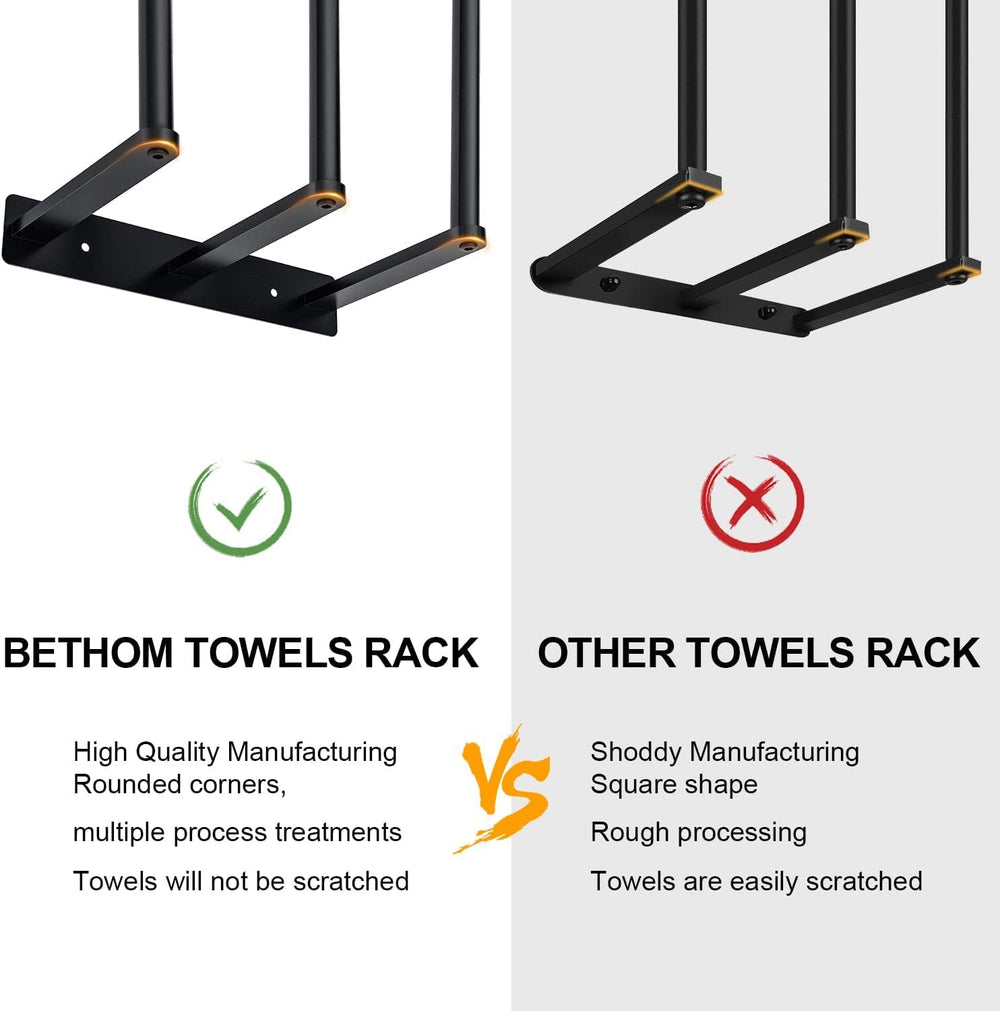 Bethom Towel Racks for Bathroom, Towel Storage Holder Space Saving, Black