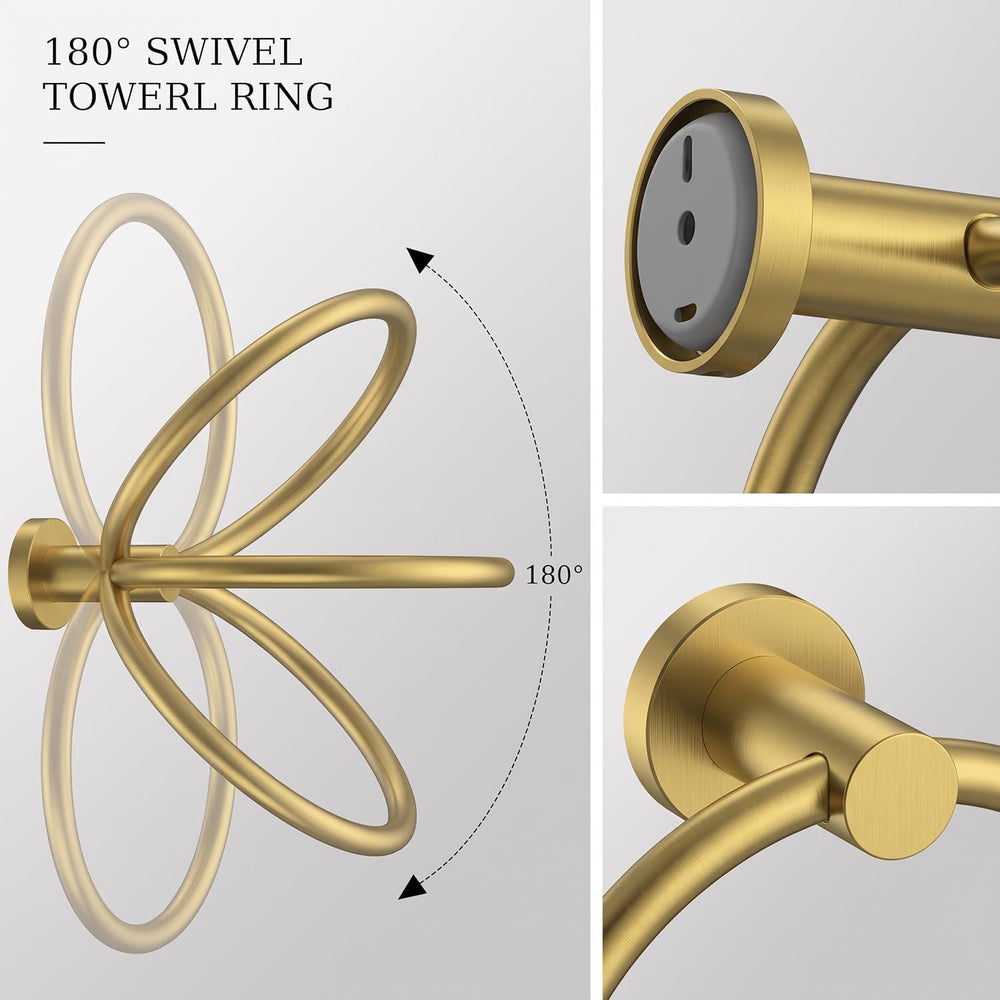 Brushed Gold Toilet Paper Holder & Towel Holder Bathroom Hardware Set