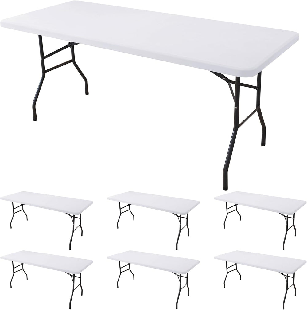 Fitted Tablecloth for 6 Foot Rectangle Tables-White Picnic Table Covers