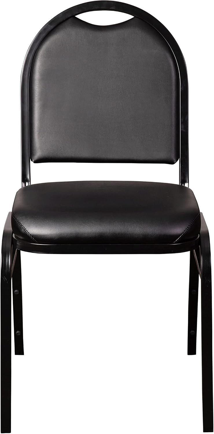 Flash Furniture Hercules Metal Dome Back Stackable Banquet Chair, Black