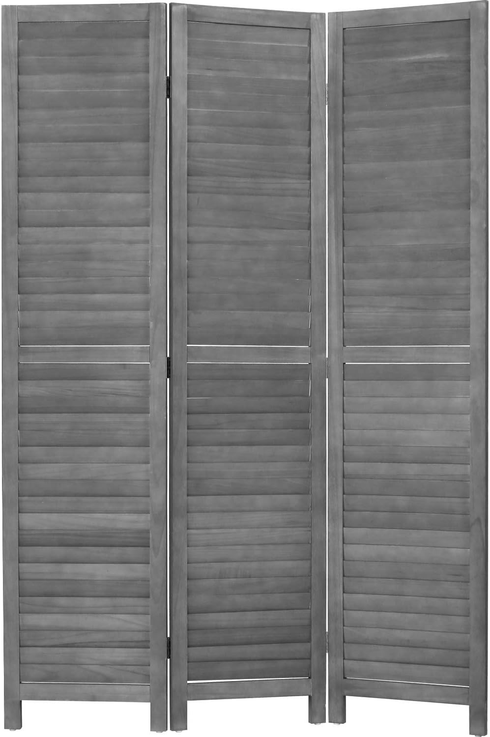 3 Panel Wood Room Divider 5.7 Ft Tall Privacy Wall Divider 67.7" x 16.9" Each Panel Folding Wood Screen for Home Office Bedroom Restaurant （Gray）