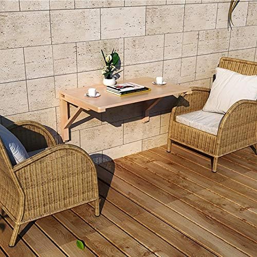 MM MELISEN Wood Folding Desk - Natural 29.5x19.6 Inch Wall Mount Fold-Down Ta...