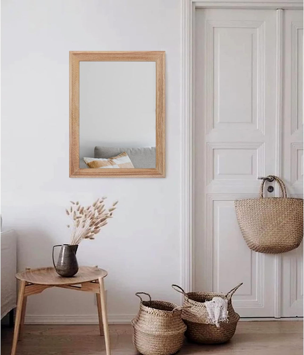 AAZZKANG Rustic Mirrors for Wall Rectangle Wooden Frame Hanging Mirror for Be...