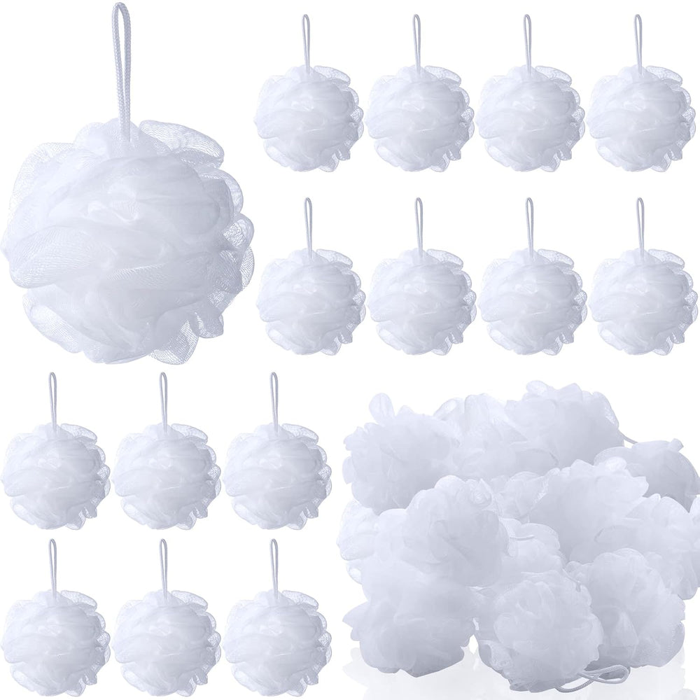 Chengu 50 Pack Loofah Sponge Bulk Shower Mesh Ball, White, Classic