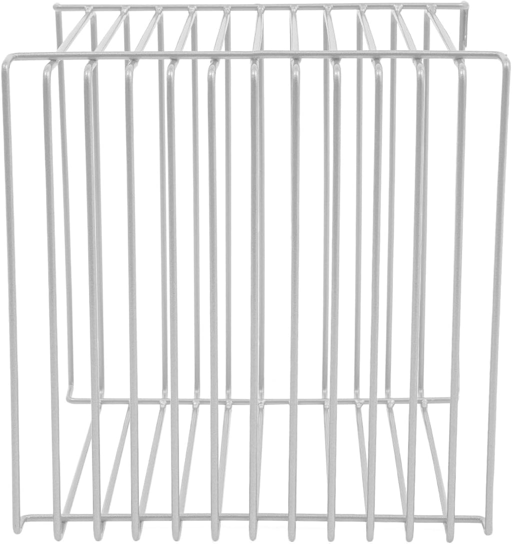 Square Geometry Retro Side Table, Linear Metal End Table, Iron Multi-Purpose Desktop Shelf, Wire Cube Storage Rack, Book Stackable, Accent Table, Nightstand for Bedroom (Silver)