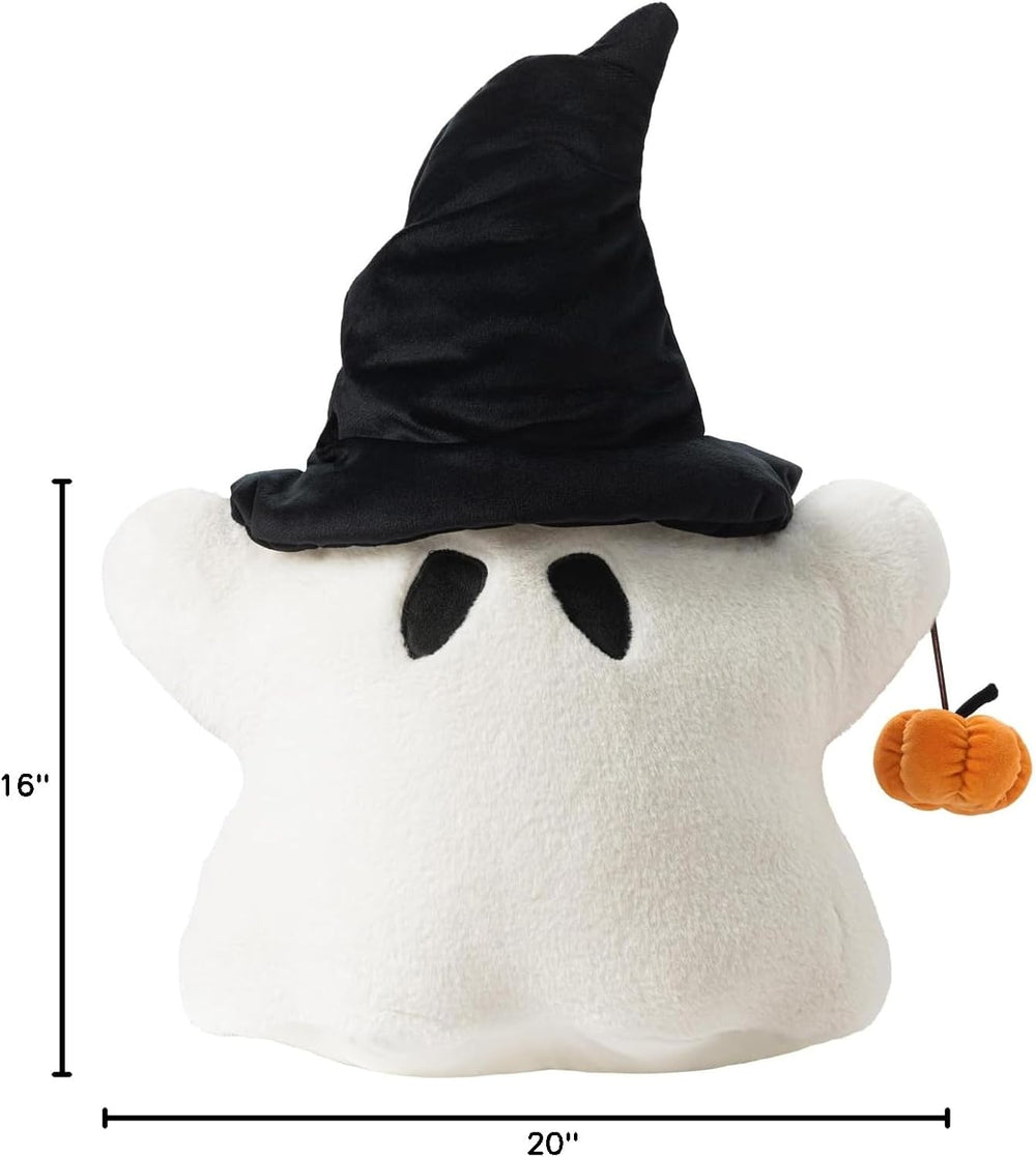 Phantoscope Halloween Ghost Shaped Throw Pillow, Faux Rabbit Fur Spooky Pillo...