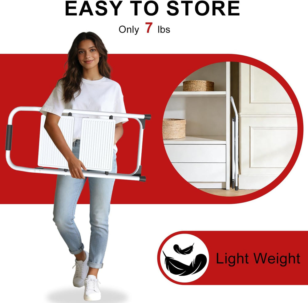 2 Step Ladder for Kitchen Step Stool, Lightweight Folding Step Stool with Cur...