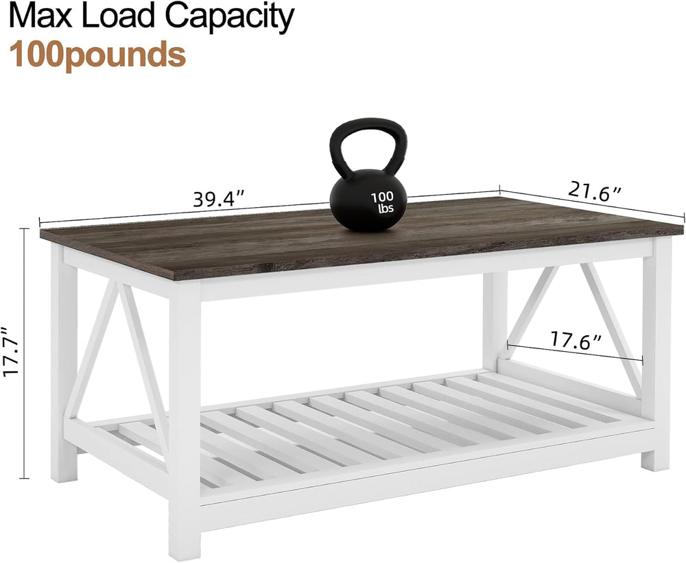 Coffee Table with Storage Small White Farmhouse Coffee Table for Livingroom