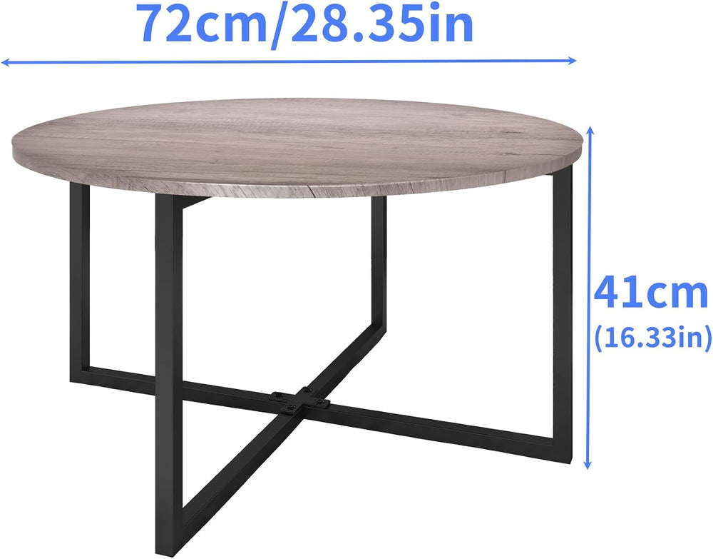 HOMERECOMMEND Round Coffee Table Nesting Tables for Living Room,Black+Grey
