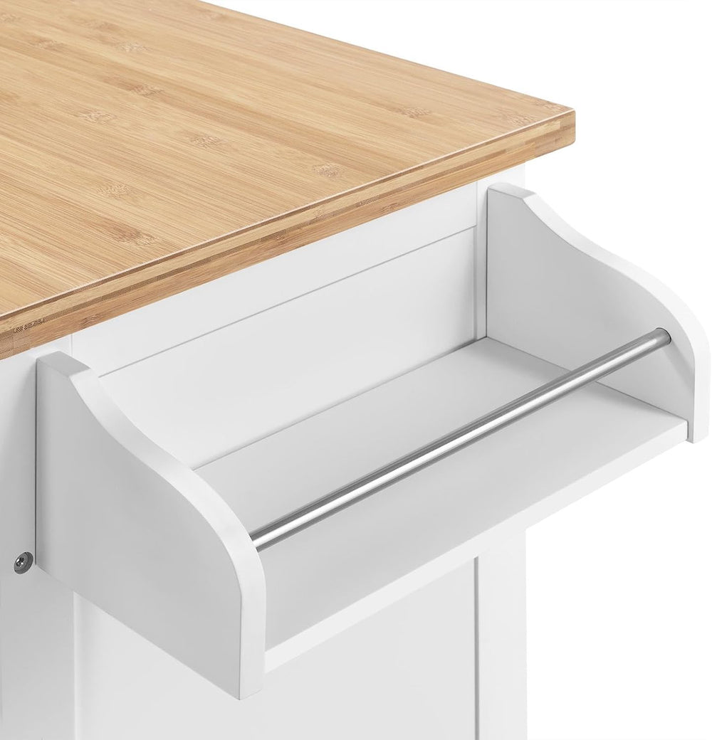 Topeakmart Rolling Kitchen Island Cart on Wheels with Storage Cabinet White
