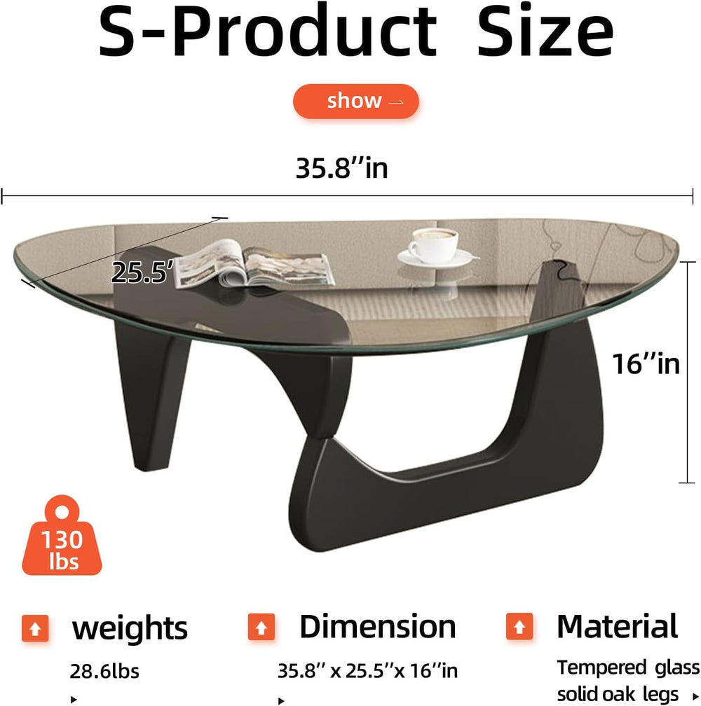 Modern Glass Coffee Table for Living Room, Mid Century Coffee Table, Small Co...