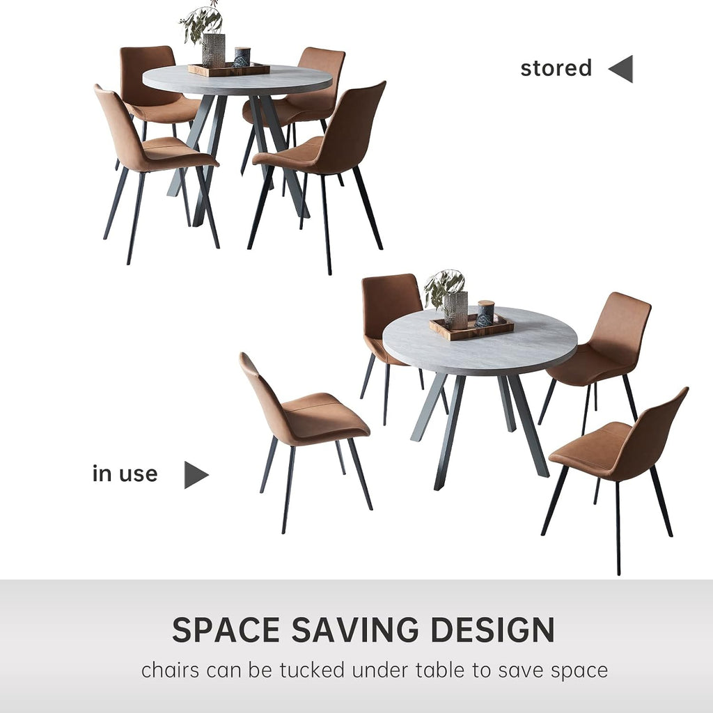 zerifevni round dining table set, mid century modern, close-up detail