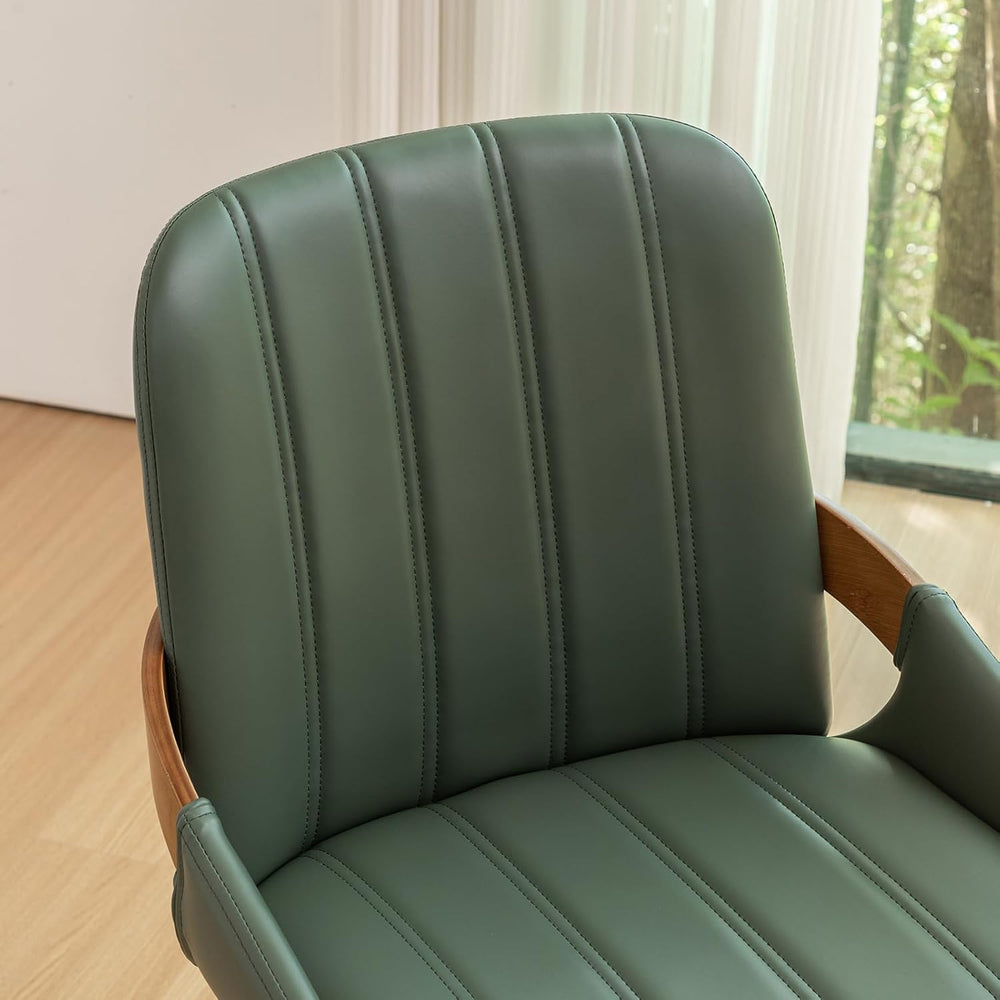 Mid Century Modern Dining Chairs Green Accent Leather Kitchen Chairs,4PCS
