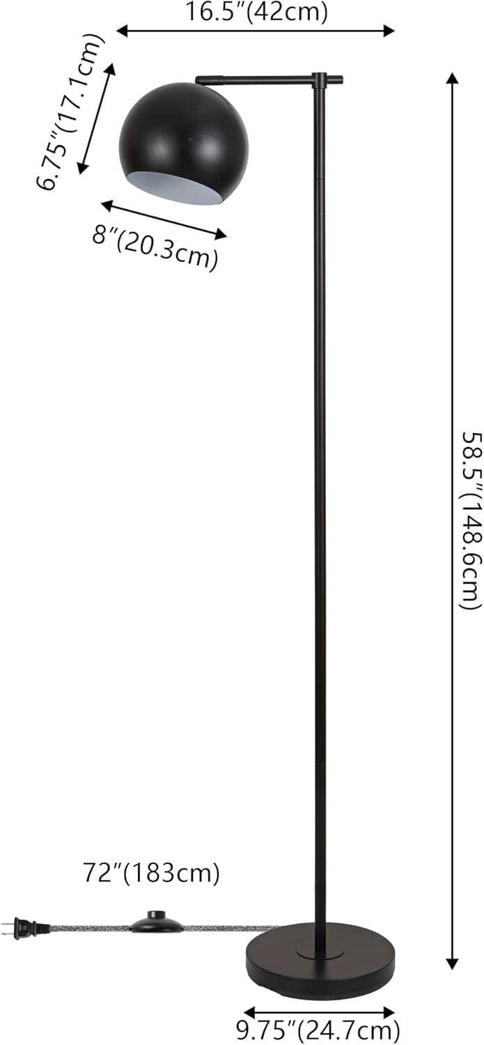 JONATHAN Y Eva Modern Contemporary Floor Lamp 58.5" Metal, Black