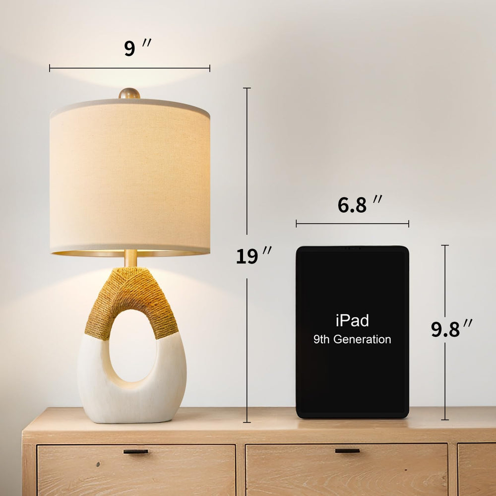 OYEARS 19'' Small Boho Table Lamps for Bedroom Set of 2 for Bedside