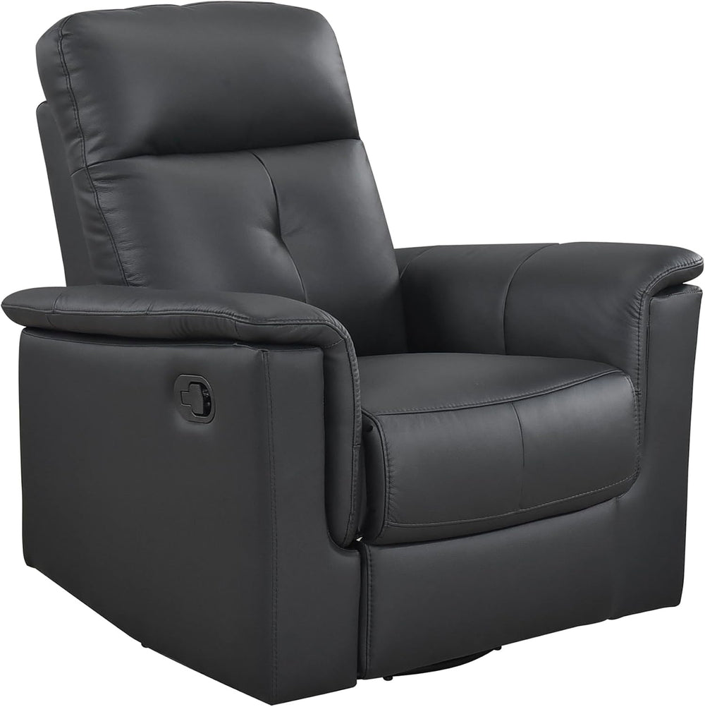 Lexicon Leather Match Upholstered Swivel Glider Recliner Chair, Black