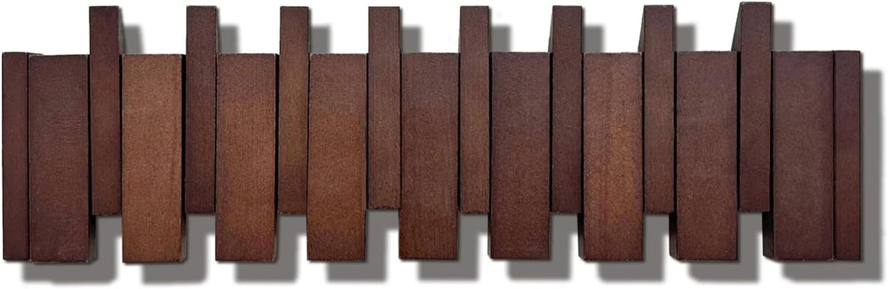 ArtBeek Walnut Wall Mounted Piano Key Coat Rack with 8 Hooks