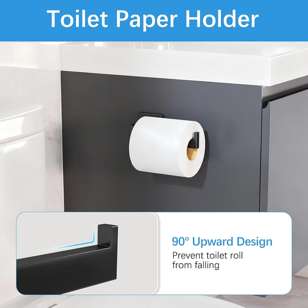 Gypie Bathroom Accessories Set Wall Mounted, 10-Piece 24In Matte Black