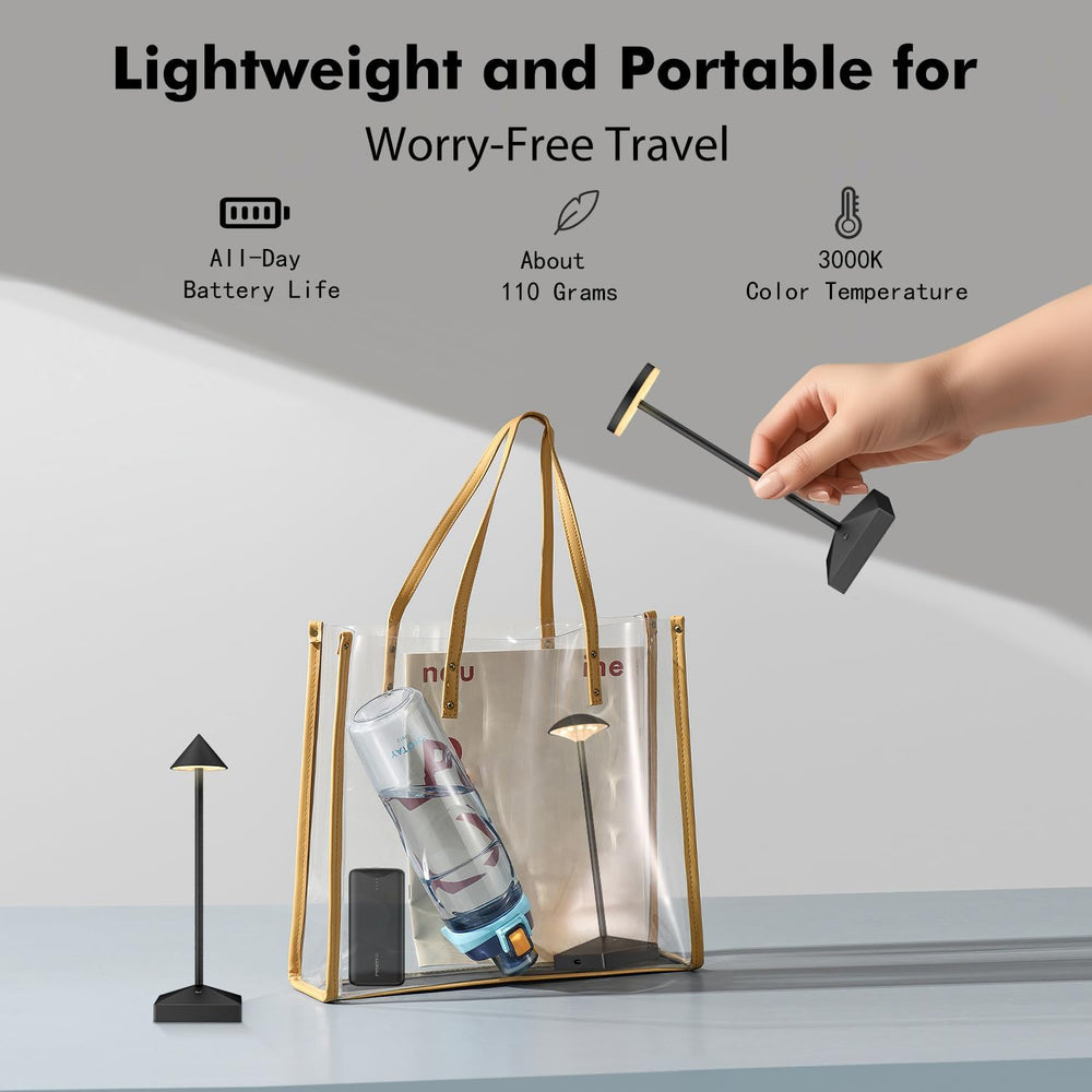 3 Pack Small Black Rechargeable Cordless Table Lamps Dimmable