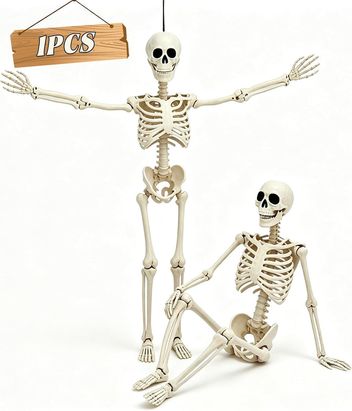 5.75ft Life Size Giant Halloween Skeleton, 69" Posable Full Body Skeleton with Movable Joints, Halloween Skeleton Decorations for Yard Porch Outdoor Indoor Haunted House Graveyard