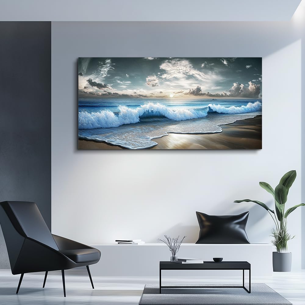 MHARTK66 Blue Ocean Canvas Wall Art Large Paintings For Living Room Landscape...