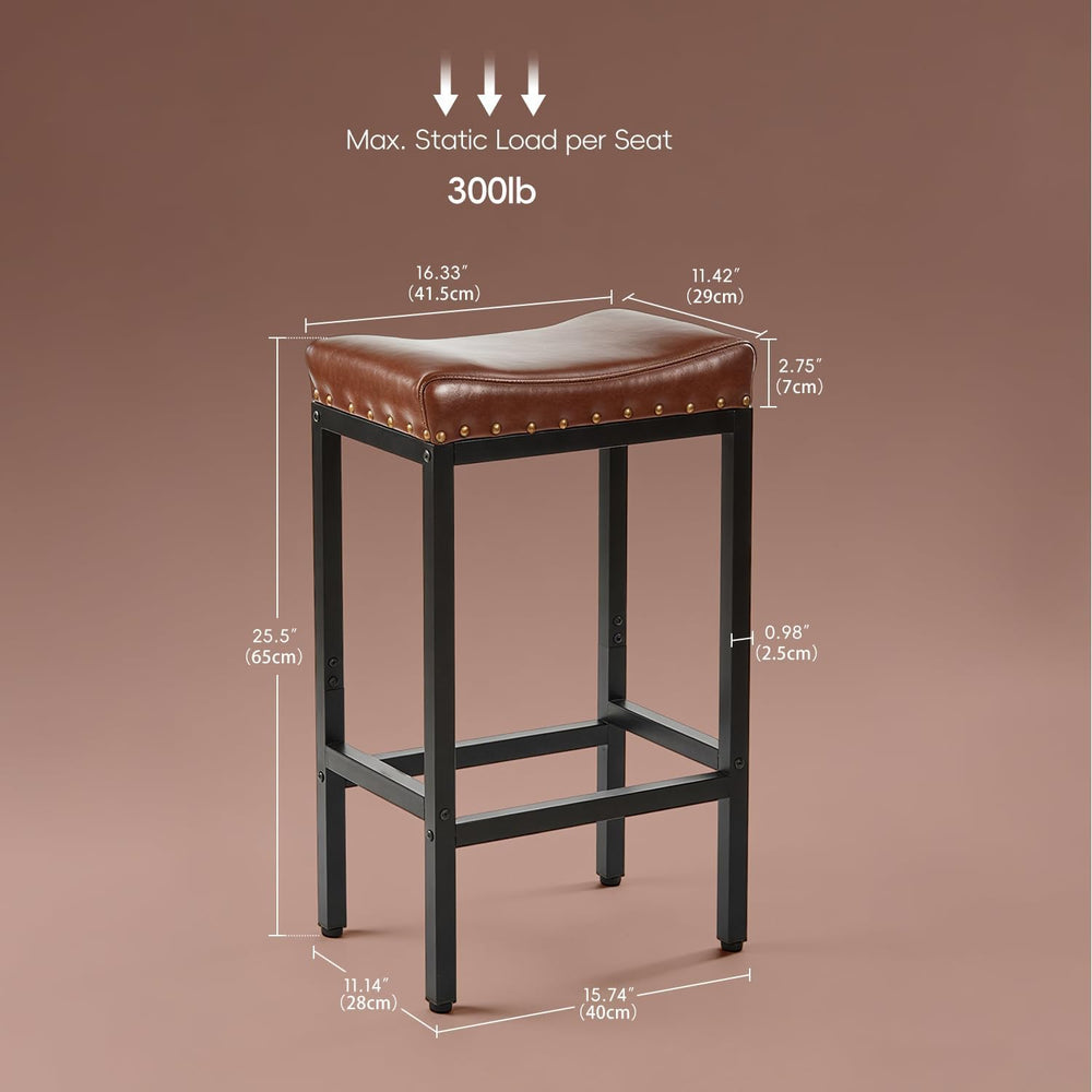 Forteek 25.5'' Bar Stools Set of 2, Counter Height Barstools with Nai...