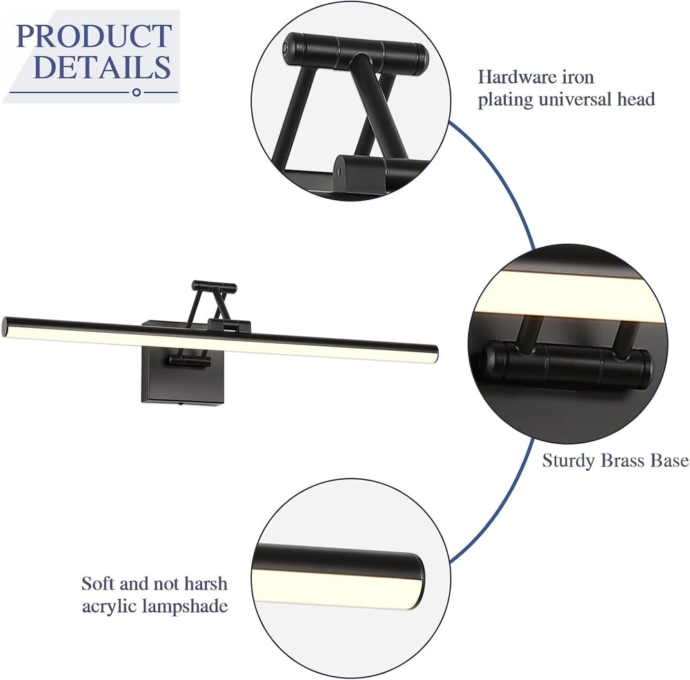 Hard-Wired Picture Light for Painting Black Art Light 23.62 Inch Dimmable