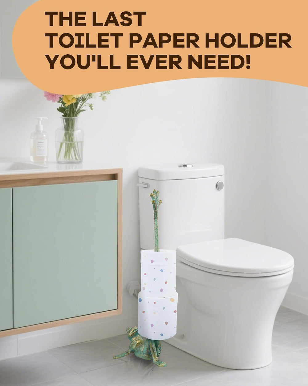 16.5" Golden-Green Frog Paper Towel Holder for Bathroom & Kitchen - ...