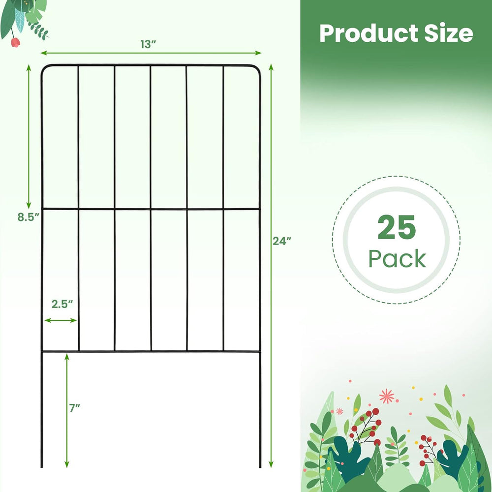 GIANTEX 25 Panels Decorative Metal Garden Fence, 27 FT, No Dig