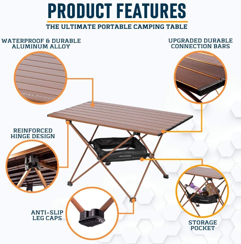 Alpcour Portable Camping Table – Lightweight, Compact Folding Side Table in a...